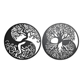 Wall Decoration DKD Home Decor Black Metal Oriental (2 Units) (60 x 1 x 60 cm)