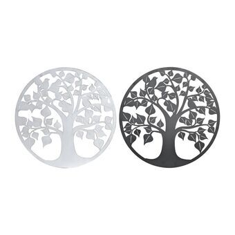 Wall Decoration DKD Home Decor Black Tree Metal White Traditional (2 Units) (60 x 1 x 60 cm)