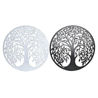 Wall Decoration DKD Home Decor Black Tree Metal White Traditional (2 Units) (60 x 1 x 60 cm)