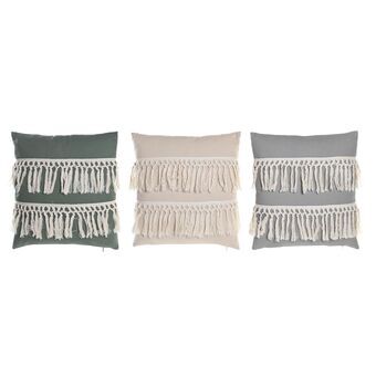 Cushion DKD Home Decor Polyester Linen Fringe Boho (43 x 10 x 43 cm) (3 Units)