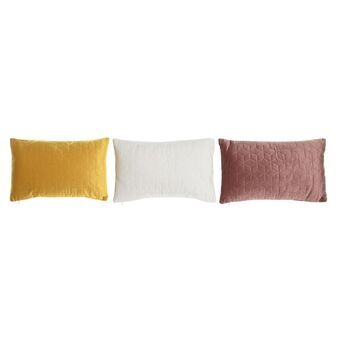 Cushion DKD Home Decor Beige Polyester Yellow Maroon (50 x 10 x 30 cm) (3 Units)