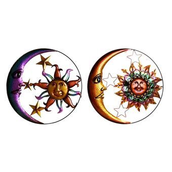 Wall Decoration DKD Home Decor Moon Sun Metal (56,5 x 3 x 56,5 cm) (2 Units)