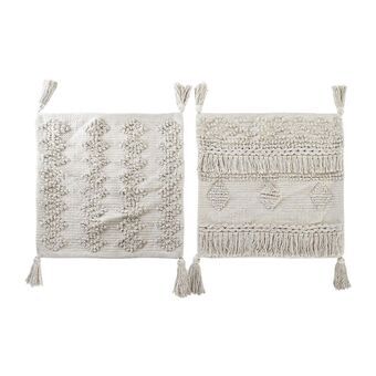 Cushion cover DKD Home Decor Beige Fringe Boho (60 x 3 x 60 cm) (2 Units)