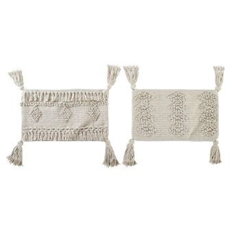 Cushion cover DKD Home Decor Beige Fringe Boho (50 x 3 x 30 cm) (2 Units)