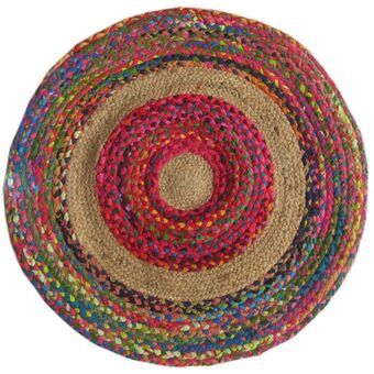 Carpet DKD Home Decor Polyester Cotton Multicolour Jute (90 x 90 x 0,7 cm)