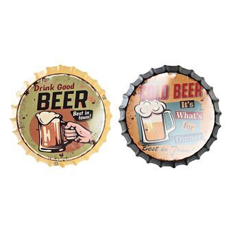 Wall Decoration DKD Home Decor Metal Beer Bottle (33 x 4,5 x 33 cm) (2 Units)