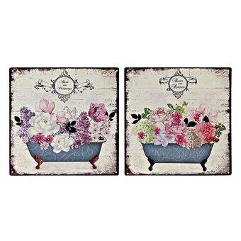 Wall Decoration DKD Home Decor Bathtub Metal Flowers (2 Units) (30 x 1 x 30 cm)