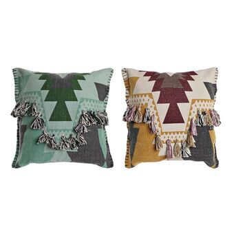 Cushion DKD Home Decor Multicolour Fringe Boho (45 x 10 x 45 cm) (2 Units)