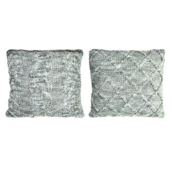 Cushion DKD Home Decor Polyester Cotton Aluminium Green (45 x 10 x 45 cm) (2 Units)