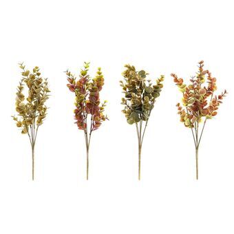 Decorative Plant DKD Home Decor Red Metal Green Yellow Burgundy PE (10 x 10 x 36 cm) (4 Units)