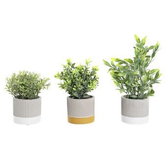 Decorative Plant DKD Home Decor Grey Cement White Green Yellow PE (16 x 16 x 28 cm)