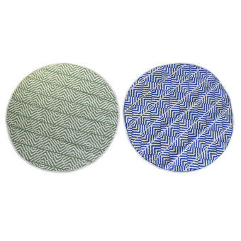 Carpet DKD Home Decor Blue White Green polypropylene (150 x 150 x 1 cm) (2 Units)