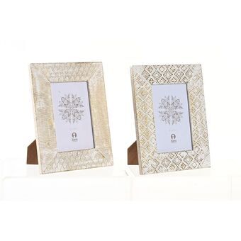 Photo frame DKD Home Decor Golden Aluminium White Mango wood Arab (17 x 1,5 x 22 cm) (2 Units)