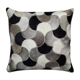 Cushion DKD Home Decor Black White Polyester Leather (40 x 10 x 40 cm)