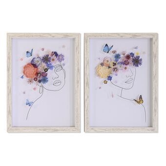 Painting DKD Home Decor Flowers (30 x 2,5 x 40 cm) (2 Units)