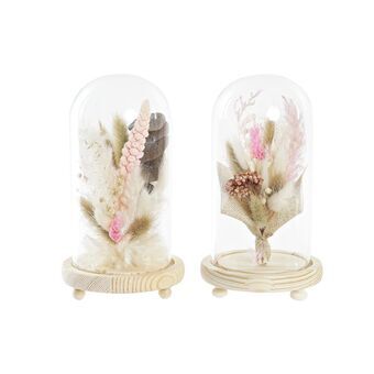 Decorative Flower DKD Home Decor Crystal Beige Pink Flowers (2 Units) (12 x 12 x 21 cm)