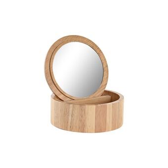 Jewelry box DKD Home Decor Mirror Natural Rubber wood (13 x 13 x 6 cm)