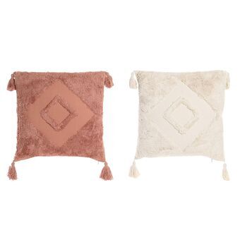 Cushion DKD Home Decor Cotton Terracotta White Rhombus (45 x 10 x 45 cm) (2 Units)