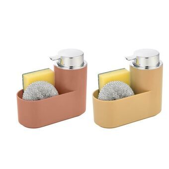 Soap Dispenser DKD Home Decor Terracotta Yellow ABS polystyrene (17 x 7,5 x 15 cm) (2 Units)