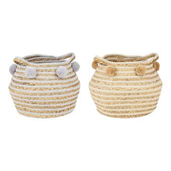 Decorative box DKD Home Decor Cotton Natural Fibre Boho (25 x 25 x 26 cm) (2 Units)