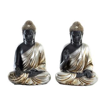 Decorative Figure DKD Home Decor Silver Black Buddha Resin Oriental (20,5 x 16,5 x 30 cm) (2 Units)