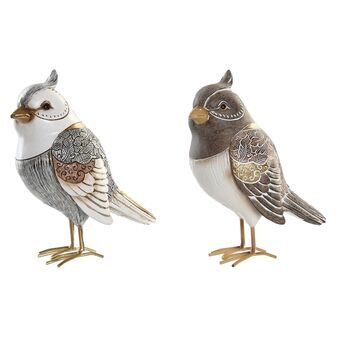 Decorative Figure DKD Home Decor Beige White Resin Bird Modern (12,5 x 7 x 16 cm) (2 Units)