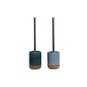 Toilet Brush DKD Home Decor Blue Green Stoneware (9 x 9 x 35 cm) (2 Units)