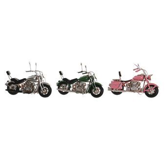 Decorative Figure DKD Home Decor Silver Pink Metal Motorbike Green Vintage (19 x 8 x 11,5 cm) (3 Units)