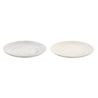 Centerpiece DKD Home Decor Grey Beige White Arab MDF Wood (2 Units) (34 x 34 x 3 cm)