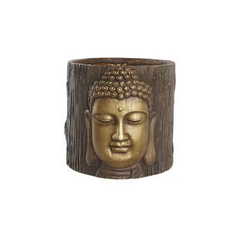 Planter DKD Home Decor Fibreglass Golden Brown Buddha Oriental (30 x 29 x 26 cm)