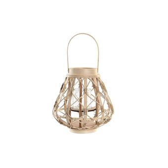 Candleholder DKD Home Decor Crystal Natural Jute (28 X 28 X 31,5 CM) (14 x 14 x 31,5 cm)