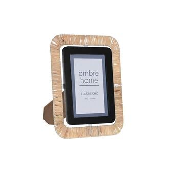 Photo frame DKD Home Decor Natural Black Wood Colonial Fibre (18 x 1,5 x 23 cm)