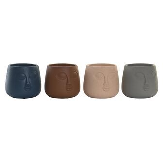 Planter DKD Home Decor Face Cement (16 x 16 x 14 cm) (4 Units)