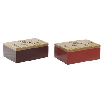 Decorative box DKD Home Decor Terracotta Dark brown MDF Wood (17 x 12 x 6,5 cm) (2 Units)