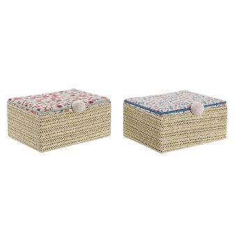 Decorative box DKD Home Decor Blue Coral (2 Units) (17 x 14 x 9 cm)