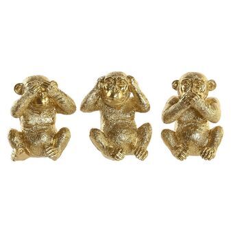 Decorative Figure DKD Home Decor Golden Resin Colonial Monkey (9 x 7,6 x 11 cm) (3 Units)