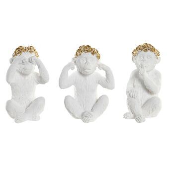 Decorative Figure DKD Home Decor Golden White Resin Colonial Monkey (8 x 10 x 13,5 cm) (3 Units)