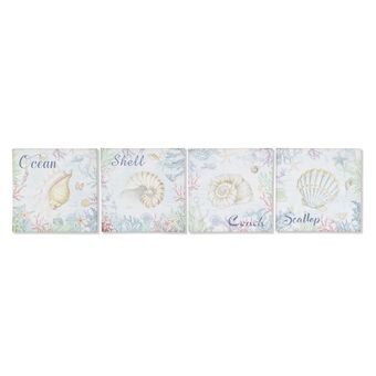 Painting DKD Home Decor Shells Mediterranean (40 x 2 x 40 cm) (4 Units)