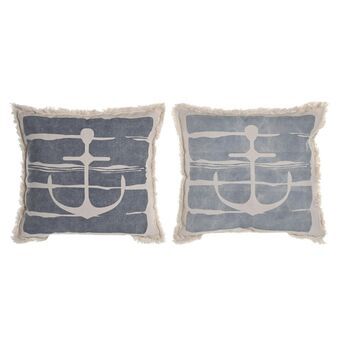 Cushion DKD Home Decor Blue White Navy Blue (45 x 10 x 45 cm) (2 Units)