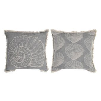 Cushion DKD Home Decor Grey White Navy Blue (45 x 10 x 45 cm) (2 Units)