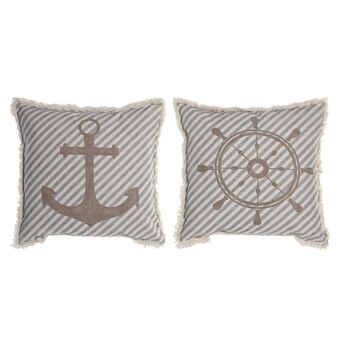 Cushion DKD Home Decor Grey Beige White Navy Blue (45 x 10 x 45 cm) (2 Units)