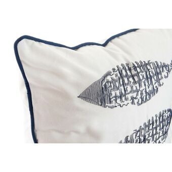 Cushion DKD Home Decor White Navy Blue Spirals (45 x 10 x 45 cm) (2 Units)