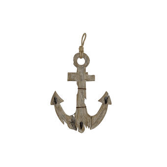 Wall Decoration DKD Home Decor Aged finish Metal Wood Brown Rope Anchor (39 x 7 x 63,4 cm)