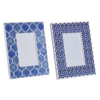 Photo frame DKD Home Decor Crystal Mosaic Blue MDF Wood Mediterranean (19 x 2 x 24 cm) (2 Units)