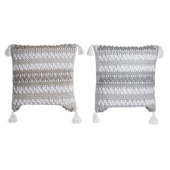 Cushion DKD Home Decor Grey Brown White (45 x 15 x 45 cm) (2 Units)