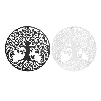 Wall Decoration DKD Home Decor Black Tree Metal White Traditional (2 Units) (40 x 1 x 40 cm)