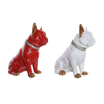 Decorative Figure DKD Home Decor Red Bulldog White Resin (26 x 15 x 28,5 cm) (2 Units)