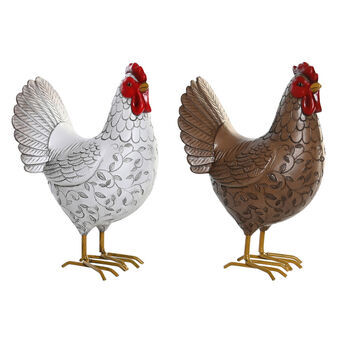 Decorative Figure DKD Home Decor Red Brown White Resin Chicken (15,5 x 11 x 23,5 cm) (2 Units)