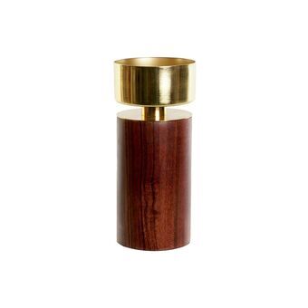 Candleholder Home ESPRIT Brown Golden Aluminium Acacia 8 x 8 x 18 cm