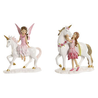 Decorative Figure Home ESPRIT White Pink 16 x 7 x 19 cm (2 Units)